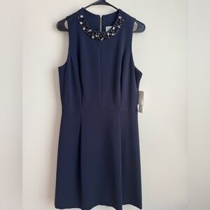 NWT Eliza J Navy Blue Beaded Embellished Cocktail Party Dress Sleeveless Size 12